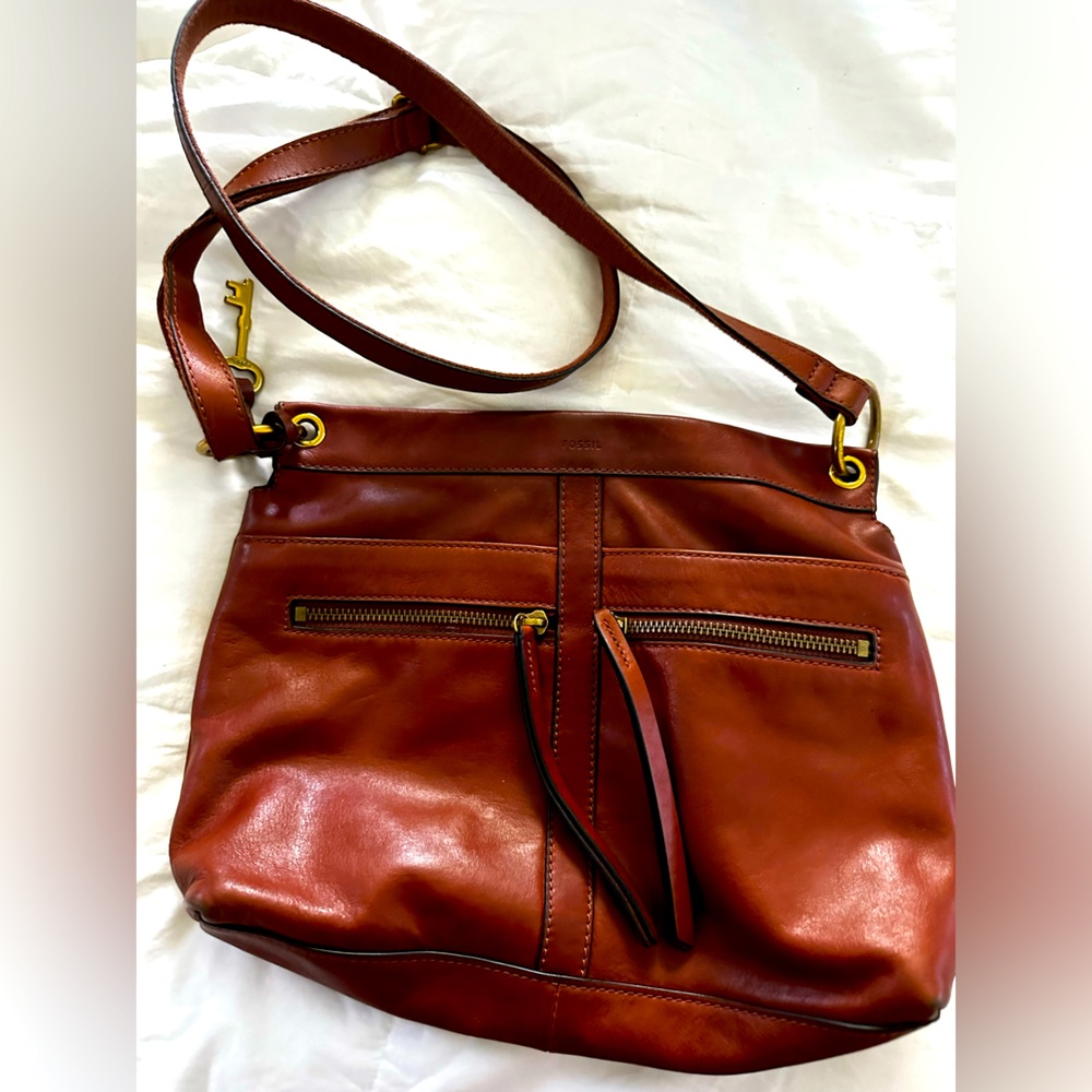 Fossil crossbody purse - cognac